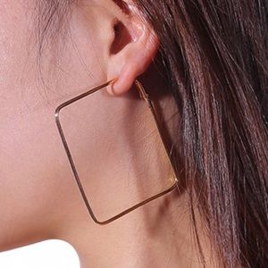 Gold square hoop earrings